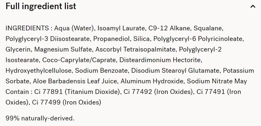 Typology tinted serum ingredients vitamin C squalane aloe for hydration