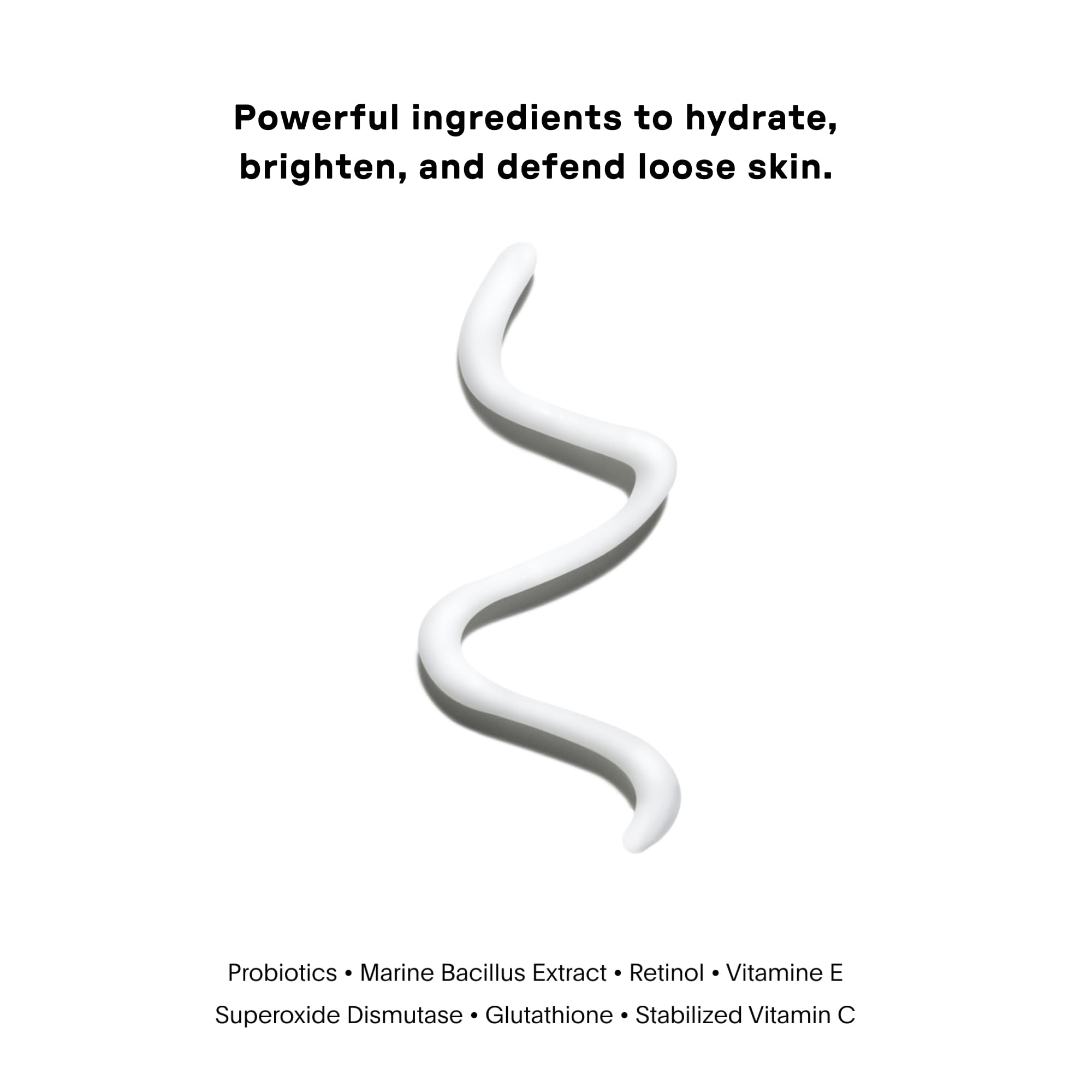 U Beauty SCULPT Arm Compound ingredient close-up highlights retinol and vitamin C.
