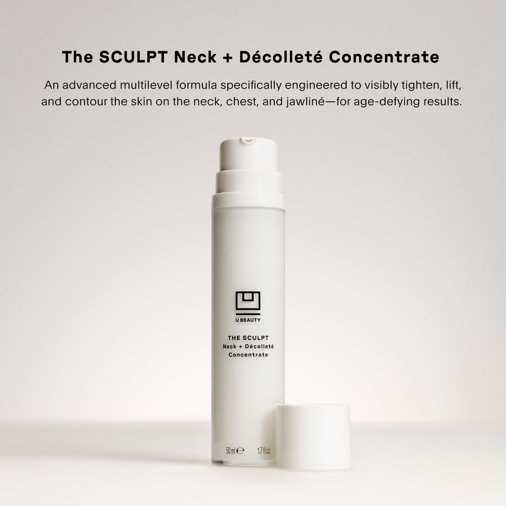 U Beauty SCULPT neck décolleté application demonstrates upward contouring.