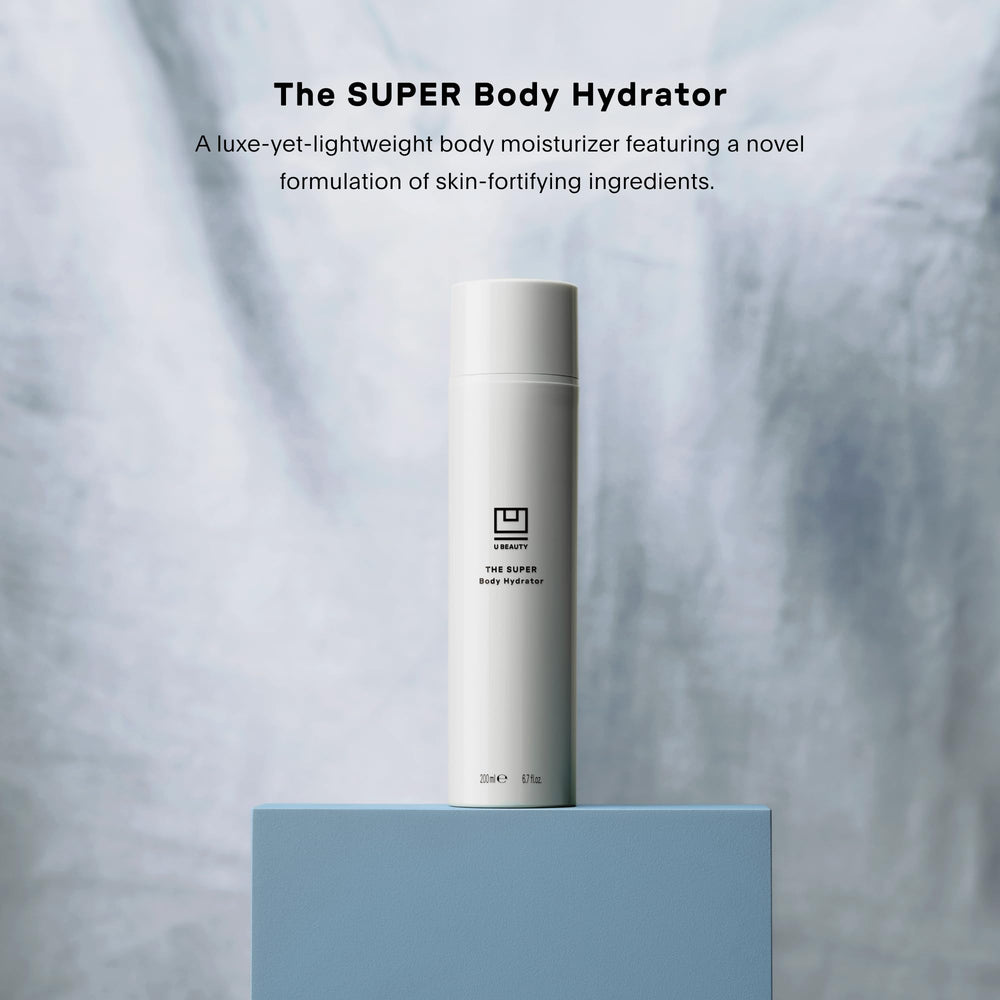 U Beauty The SUPER Body Hydrator skin smooth focus demonstrates 48 hour hydration.
