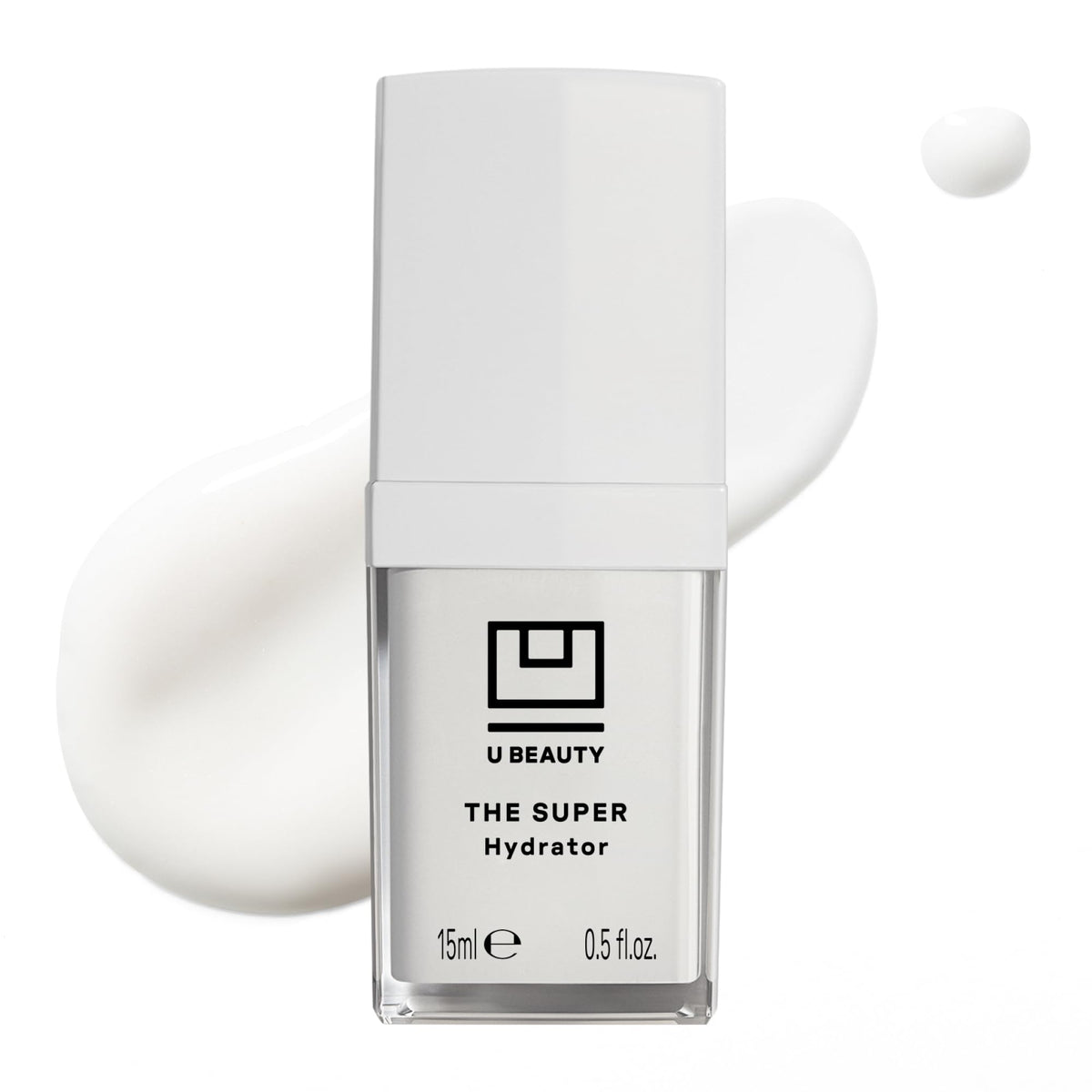 U Beauty The SUPER Hydrator bottle closeup shows a rich hydration emphasis for plump skin.