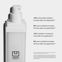 U Beauty The SUPER Hydrator cream texture closeup shows rich, silky hydration for smoother skin.