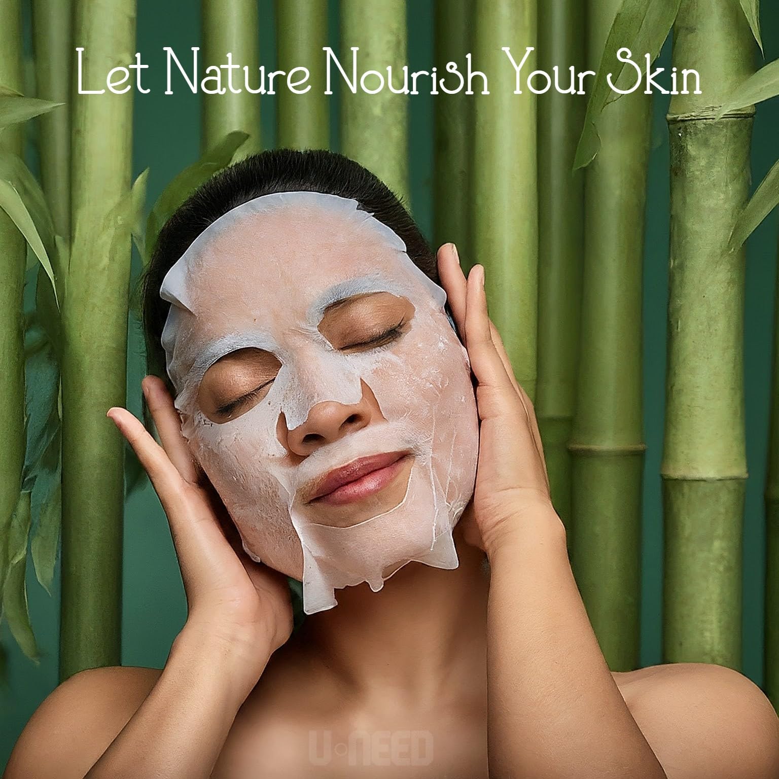 U-NEED Green Tea face sheet mask provides antioxidant balance and calm skin.