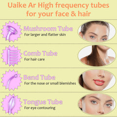 Uaike high-frequency wand mushroom tube in use, soft-touch treatment for broader area care.