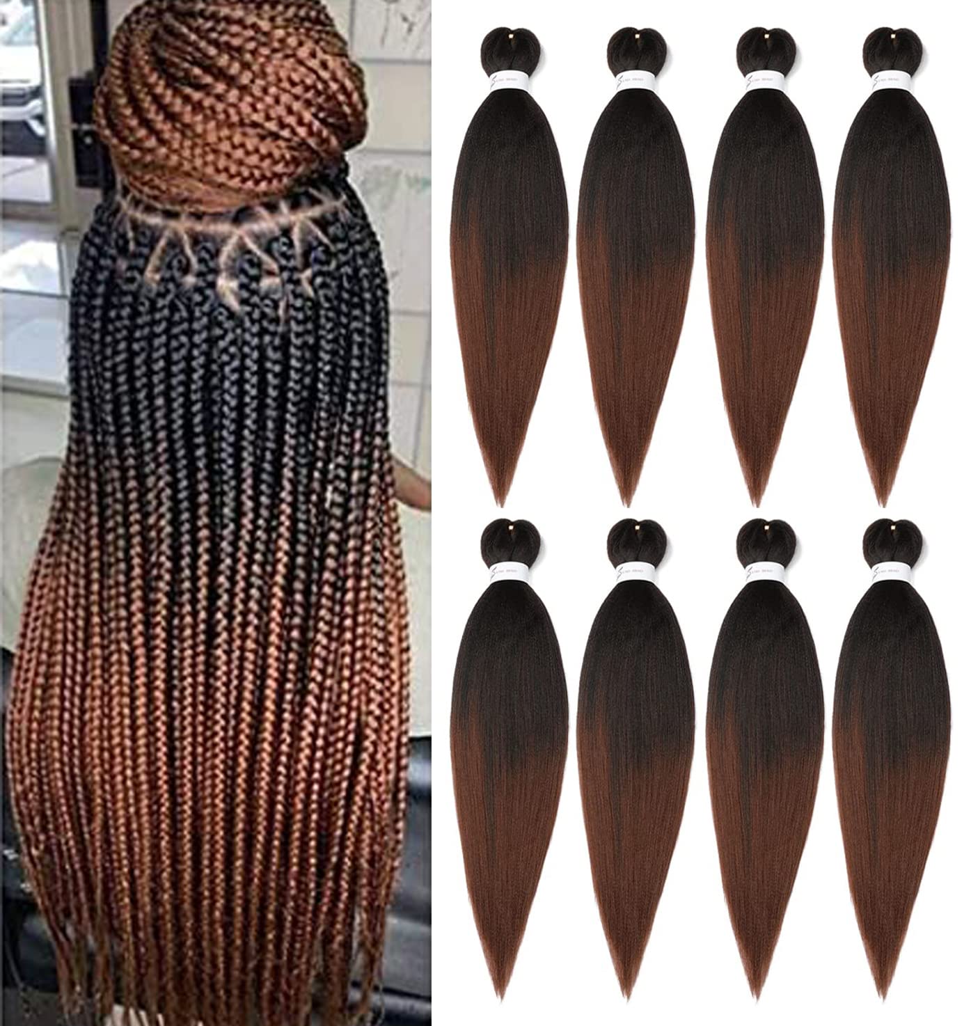 Ubeleco braiding hair 24in ombre packaging close-up for easy DIY braids