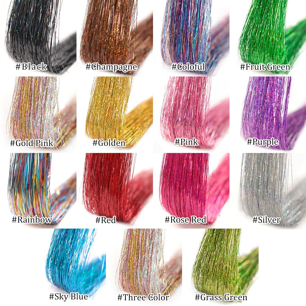 Ubeleco Colorful Hair Tinsel Kit holiday-look image inspires seasonal styling options.