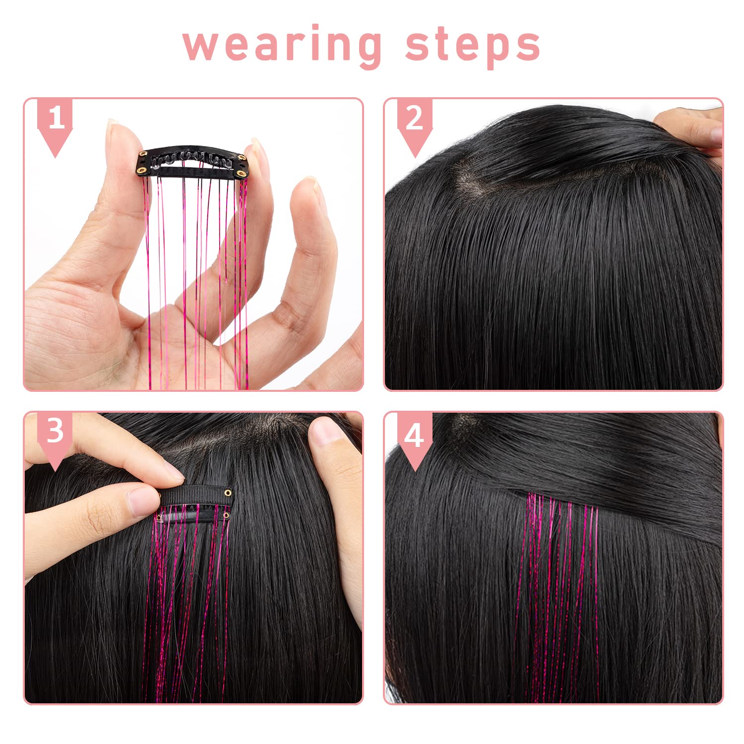 Ubeleco silver hair tinsel color array for bold styling options
