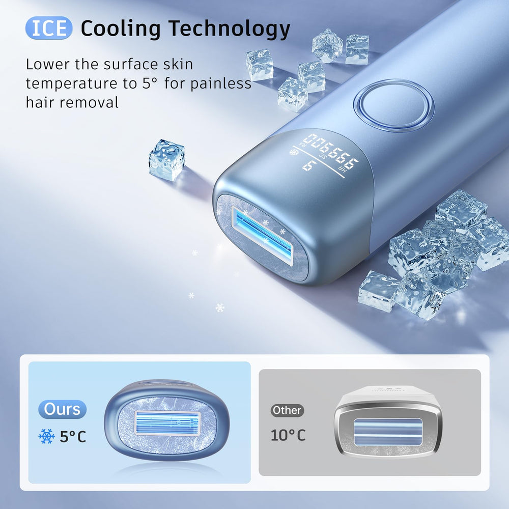 Ubroo IPL device applying ice cooling during treatment for comfort.