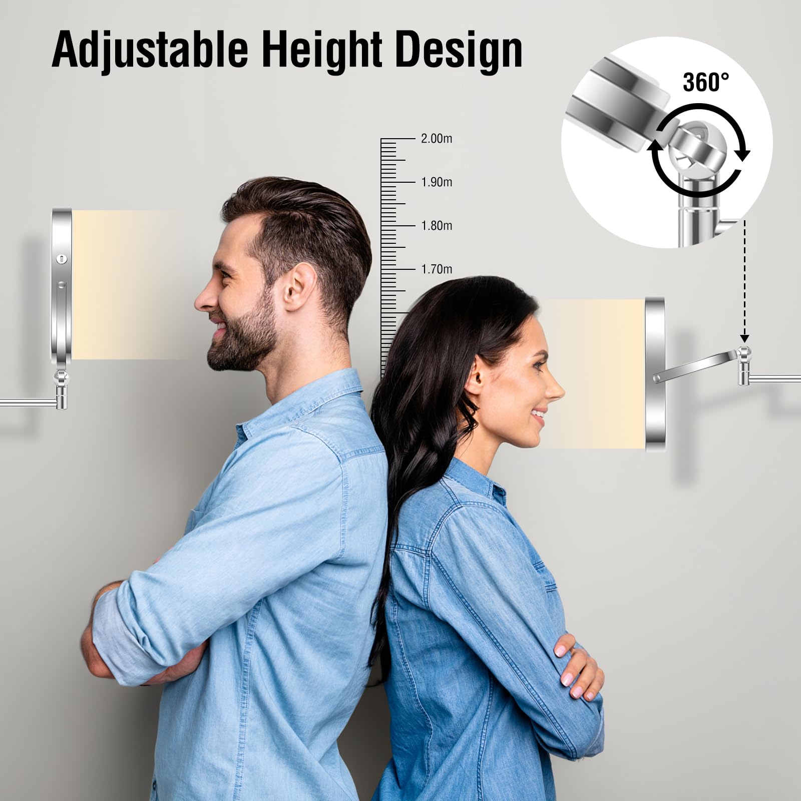 UBYMET 360-degree rotation makeup mirror for flexible angles during routine