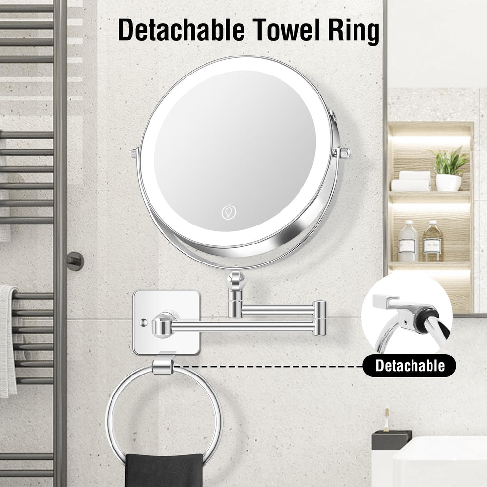 UBYMET detachable towel ring makeup mirror saves counter space and organizes towels