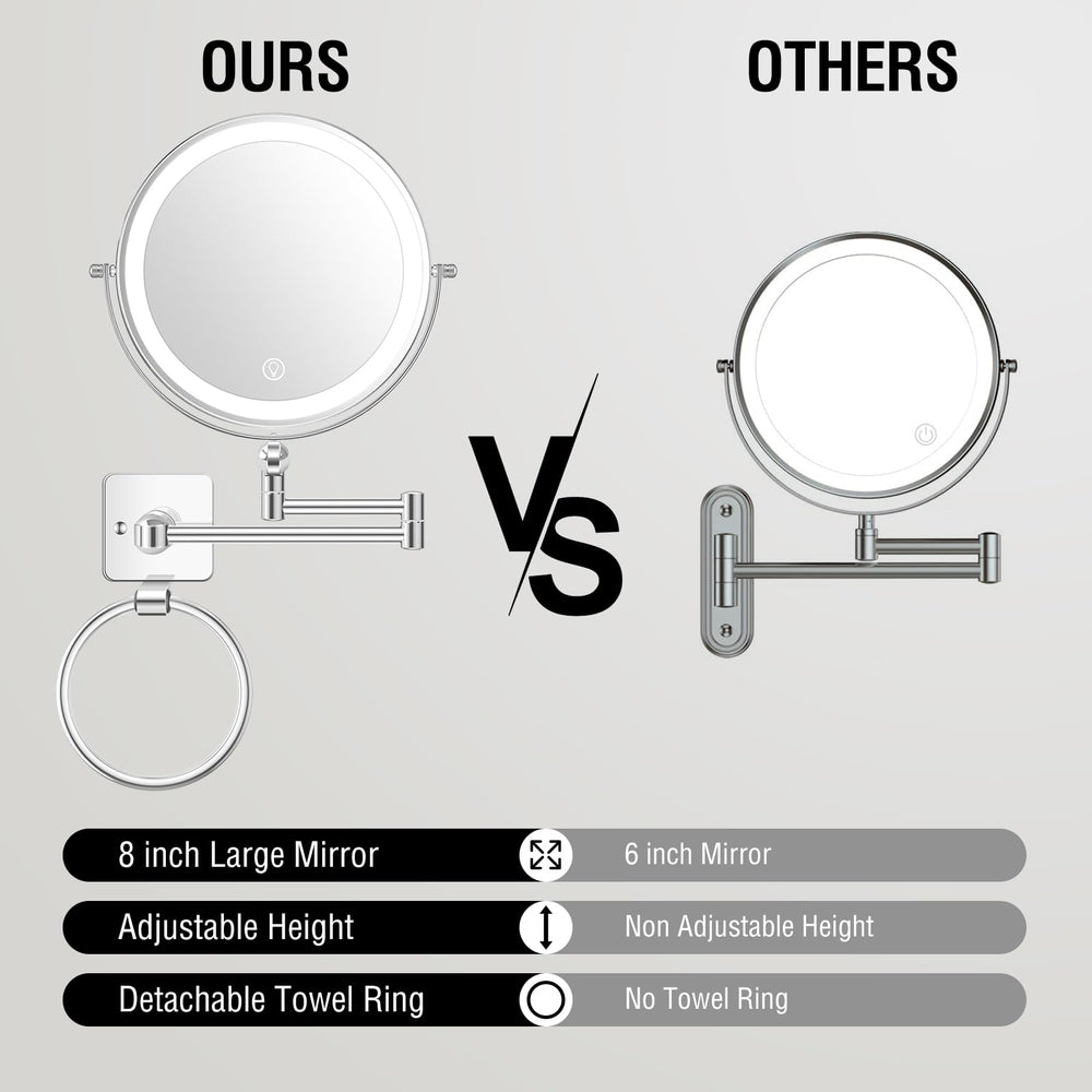 UBYMET height-adjustable arm makeup mirror for comfortable positioning