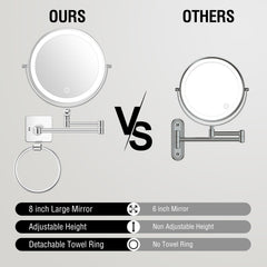 UBYMET height-adjustable arm makeup mirror for comfortable positioning