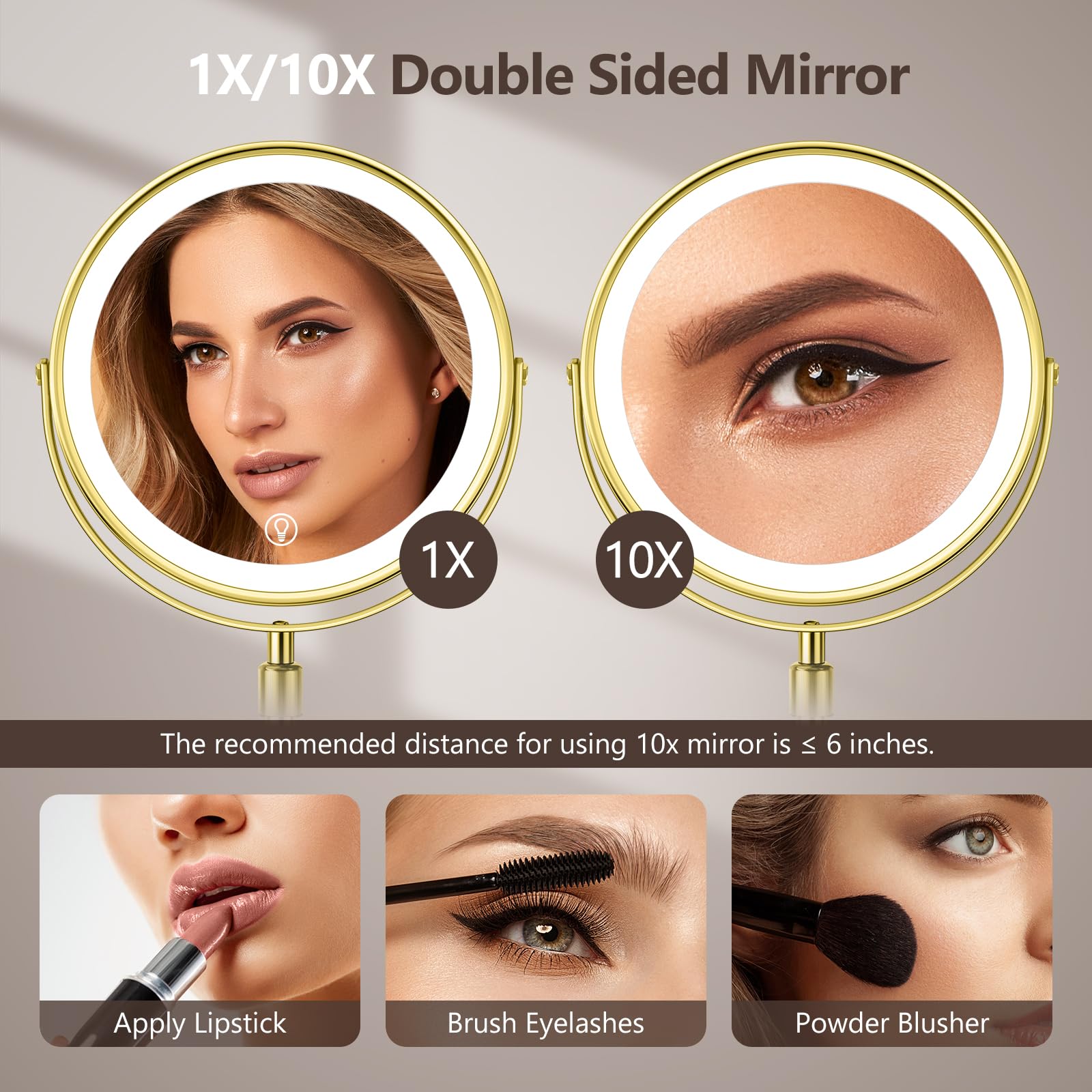 UBYMET height-adjustable 360-degree mirror rotates to flattering angles during routines