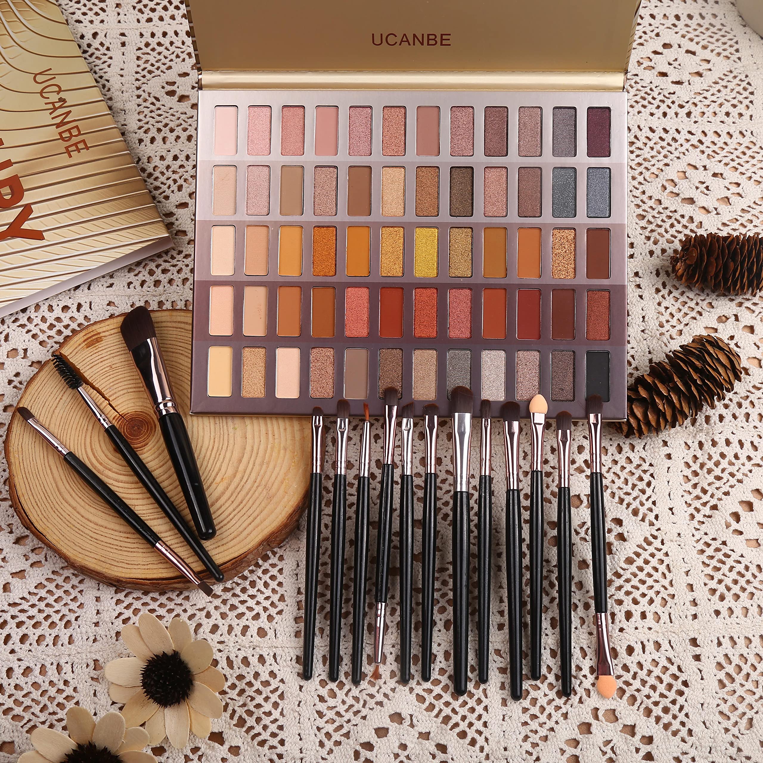 UCANBE 15Pcs Brush Set professional kit for precise contouring, lining, highlighting