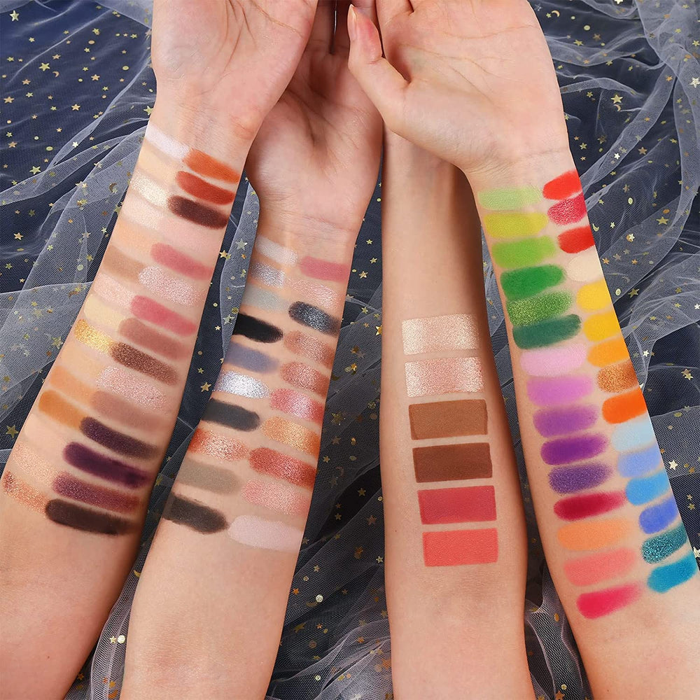 UCANBE 86 Colors Nude Eyeshadow Palette swatches display nude to vivid shades for inspiration.