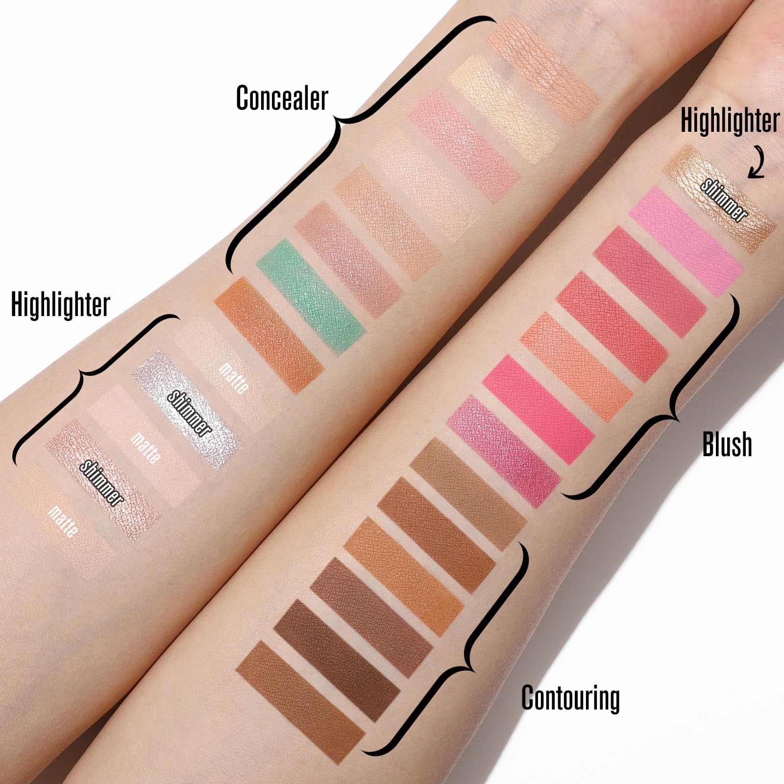 UCANBE highlighter-shades-6 close-up reveals glow options for radiant cheeks.