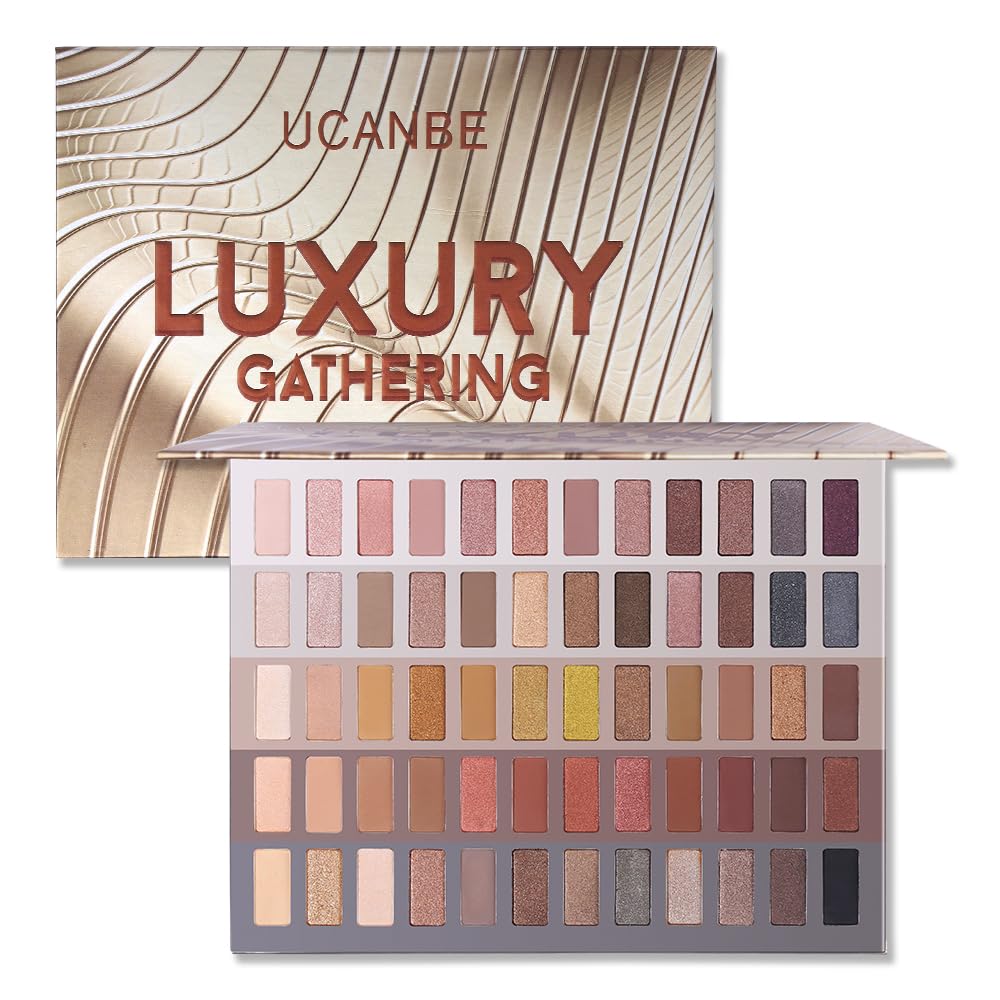 UCANBE Luxury Gathering Neutral Eyeshadow Palette front view shows 60 shades for versatile looks