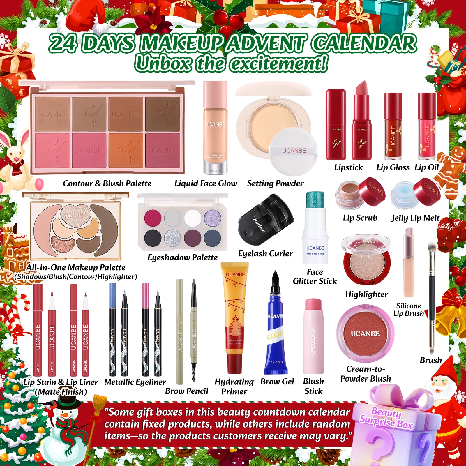 UCANBE lipstick inside the advent calendar creates bold daytime glam.
