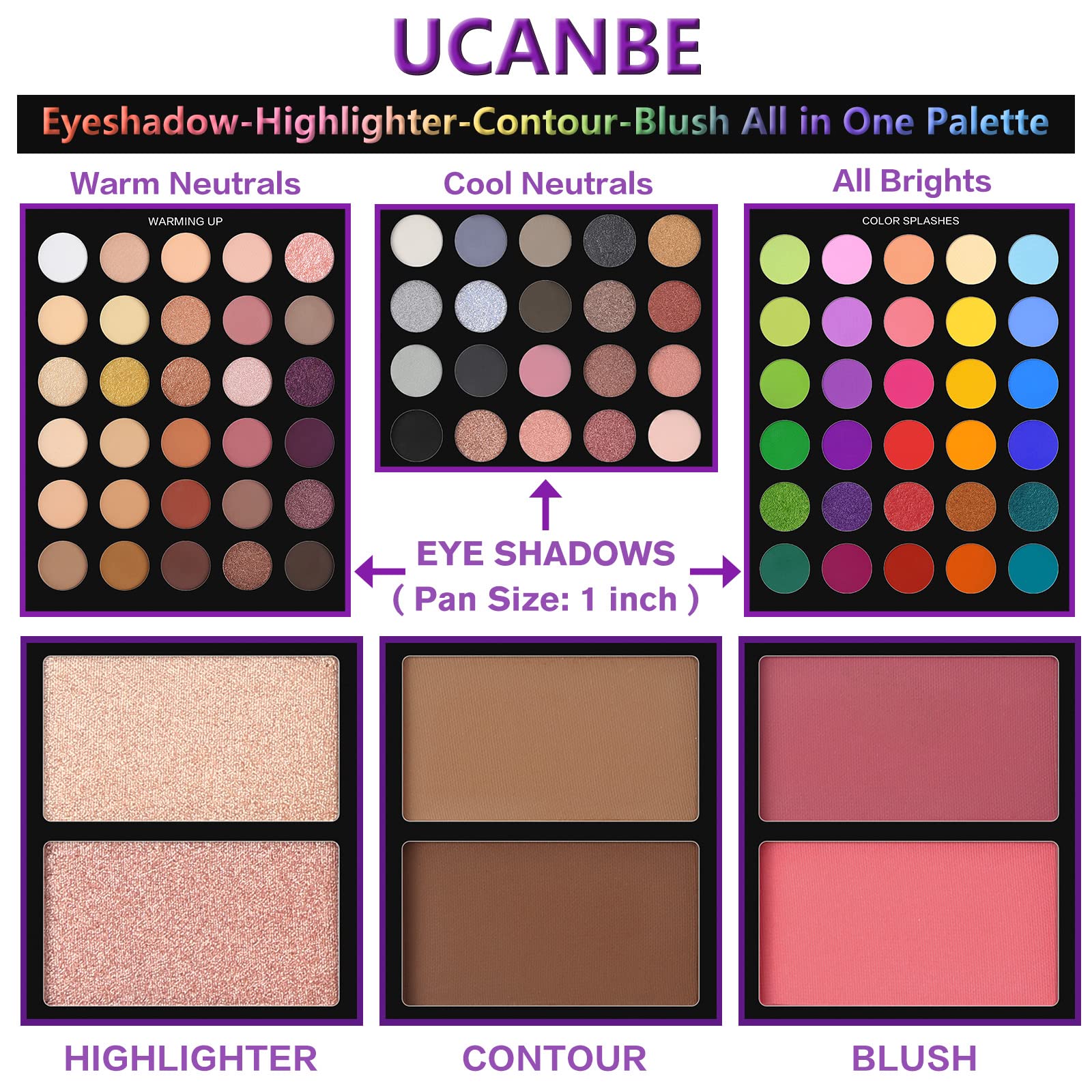 UCANBE matte and shimmer shades for seamless blending