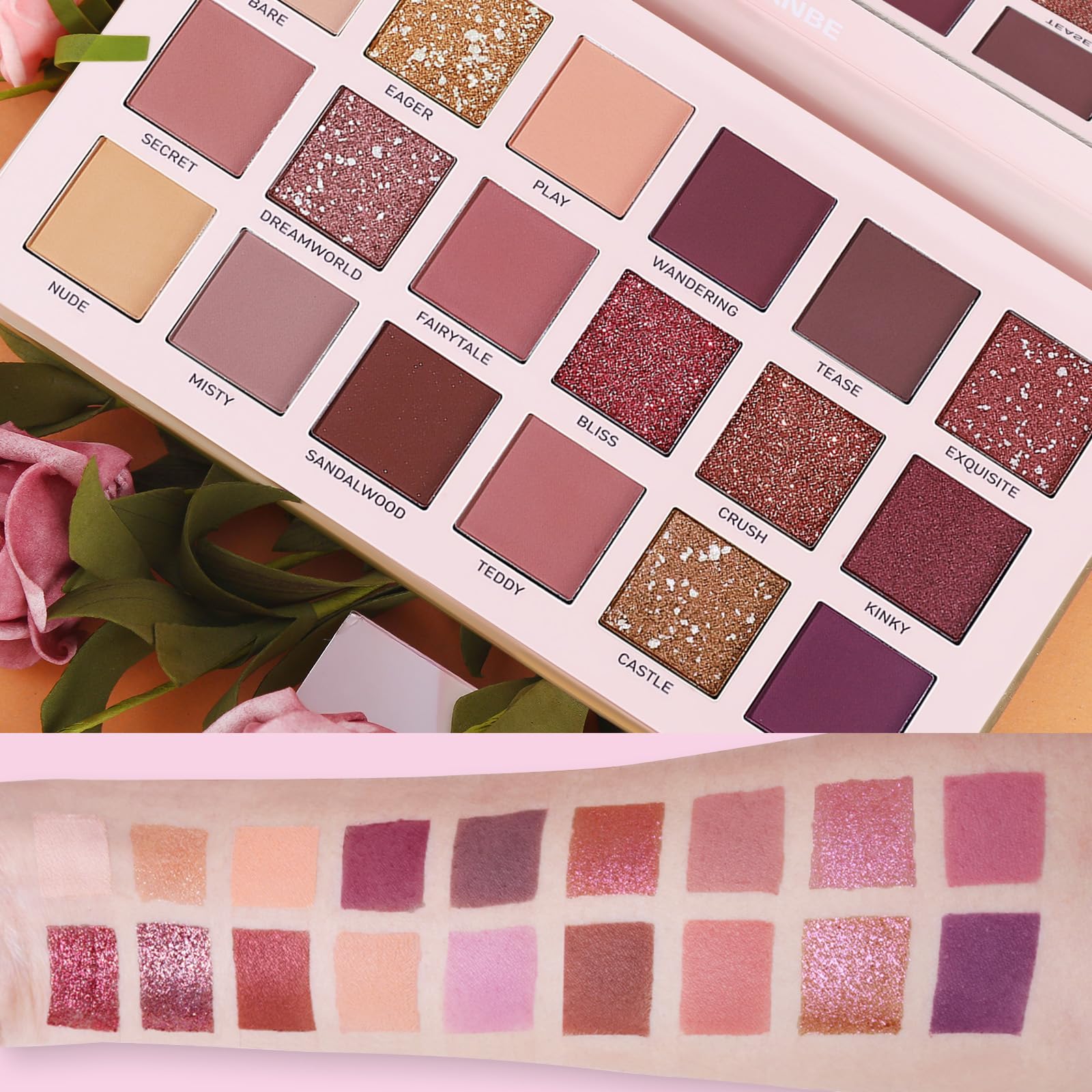 UCANBE pink cosmetic bag stores brushes and palettes neatly for on-the-go touch-ups