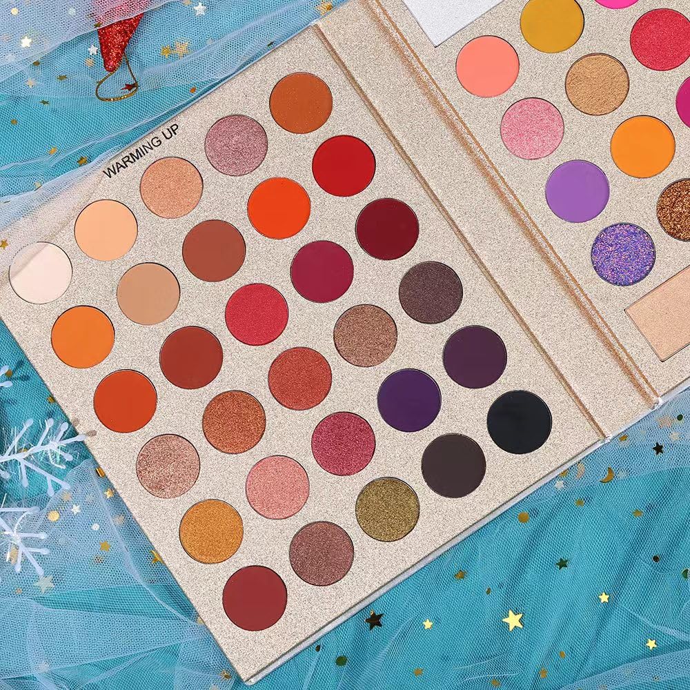 UCANBE Pretty All Set palette close-up of shimmer and glitter hues for dimension.