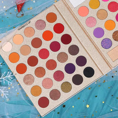 UCANBE Pretty All Set palette close-up of shimmer and glitter hues for dimension.