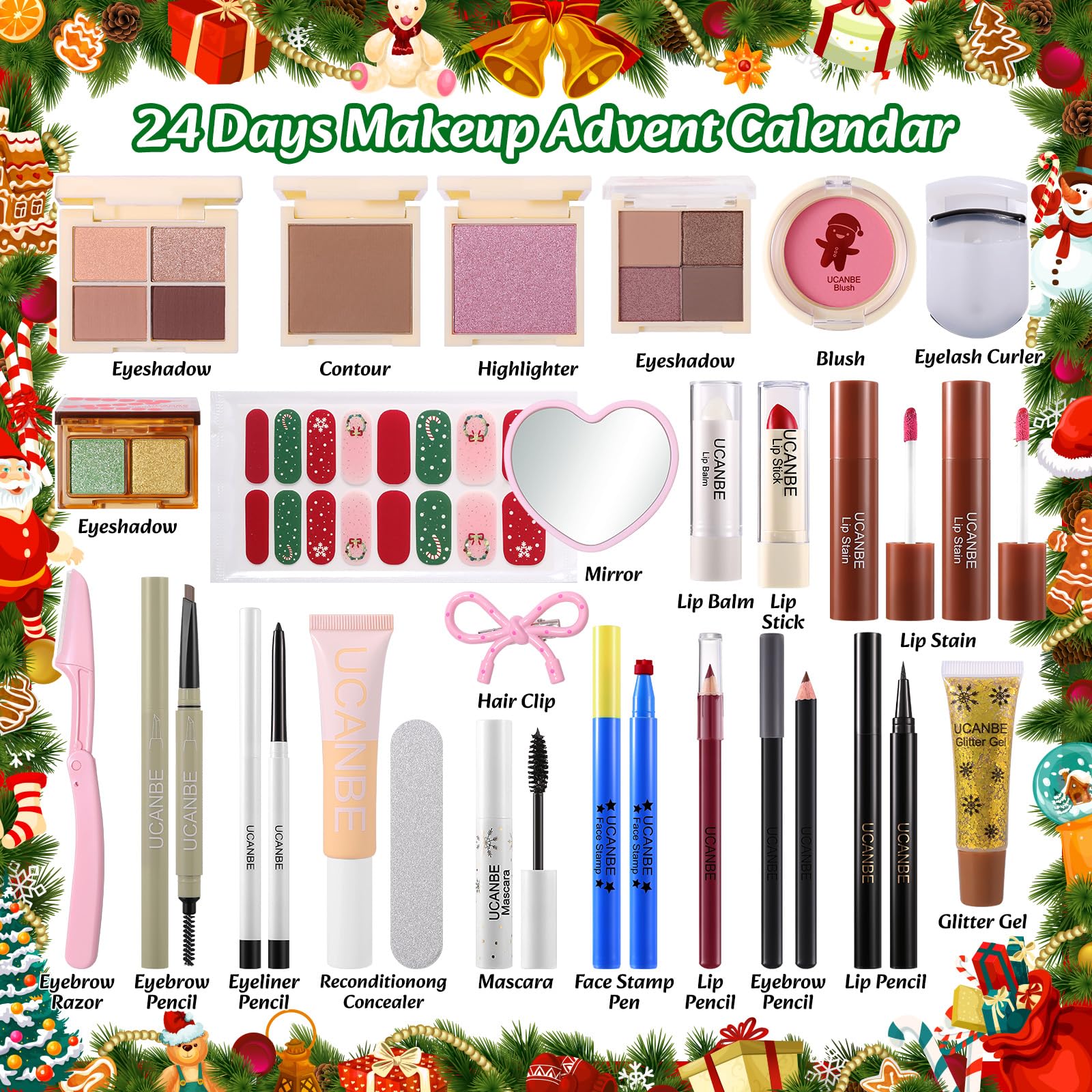 UCANBEMAKEUP eyeshadows inside advent calendar for festive eye looks