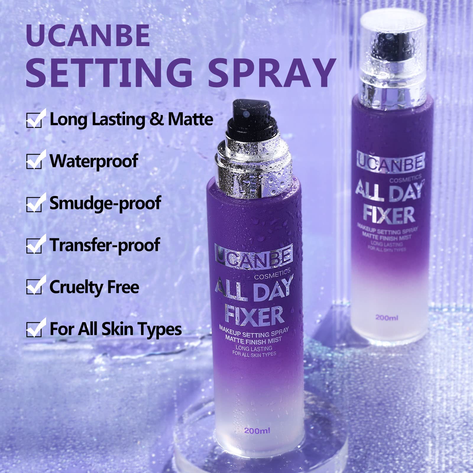 UCANBEMAKEUP travel size spray bottle 50ml for on-the-go touch-ups