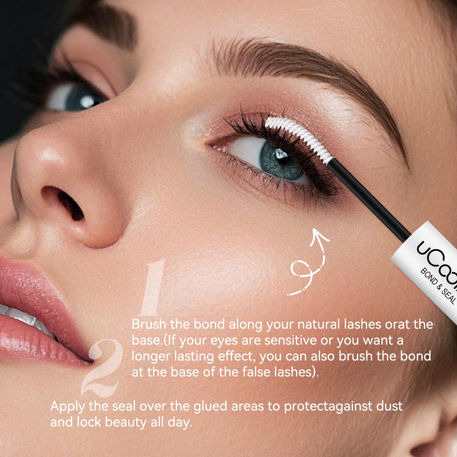 UCOOLME Hypoallergenic lash glue ideal for sensitive eyes and skin comfort.