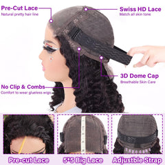 UCUVIC Curly Bob Wig 5x5 human hair closeup highlights silky texture and healthy shine.