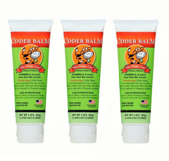 Udder Balm jar close-up showing soothing moisturizer for dry skin relief.