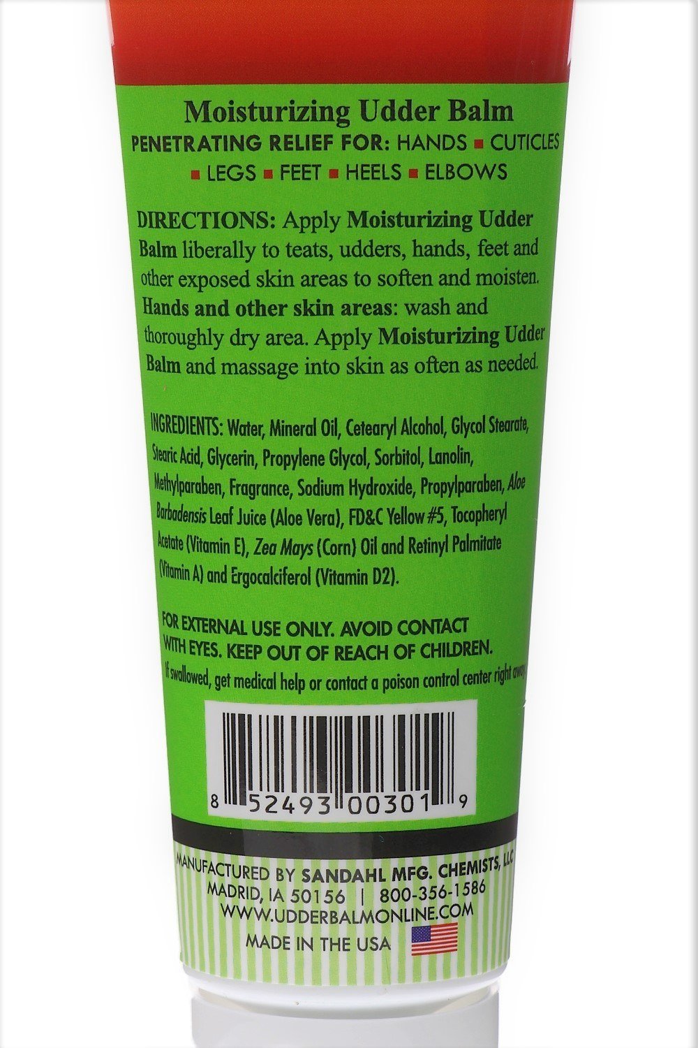 Udder Balm texture application demonstrating rich balm for hands and skin.