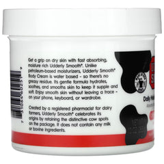 Udderly Smooth cream texture closeup illustrates creamy, quick-absorbing moisture