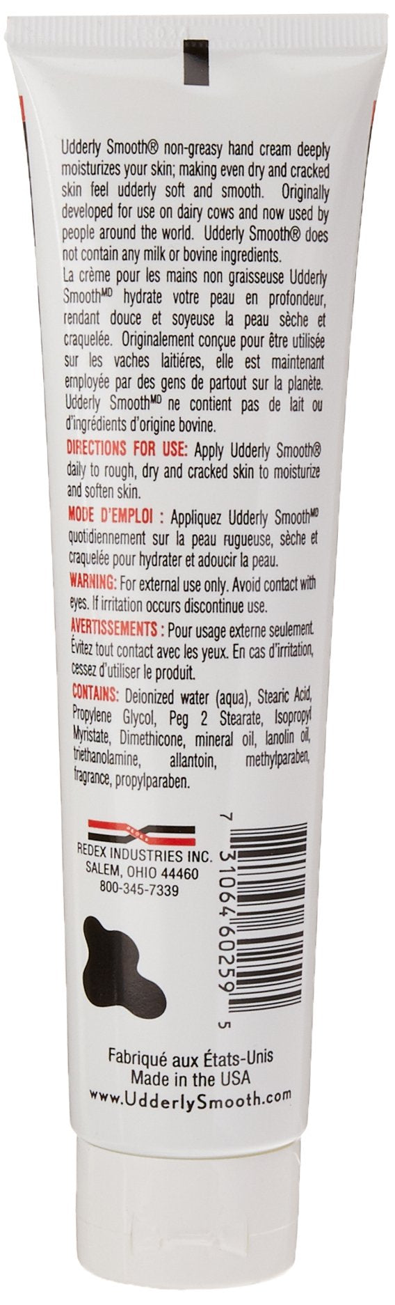 Udderly Smooth Hand Cream being applied to hands for quick absorption.