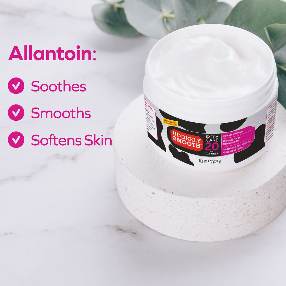 Udderly Smooth non-greasy absorption demonstrated on skin and hydration.