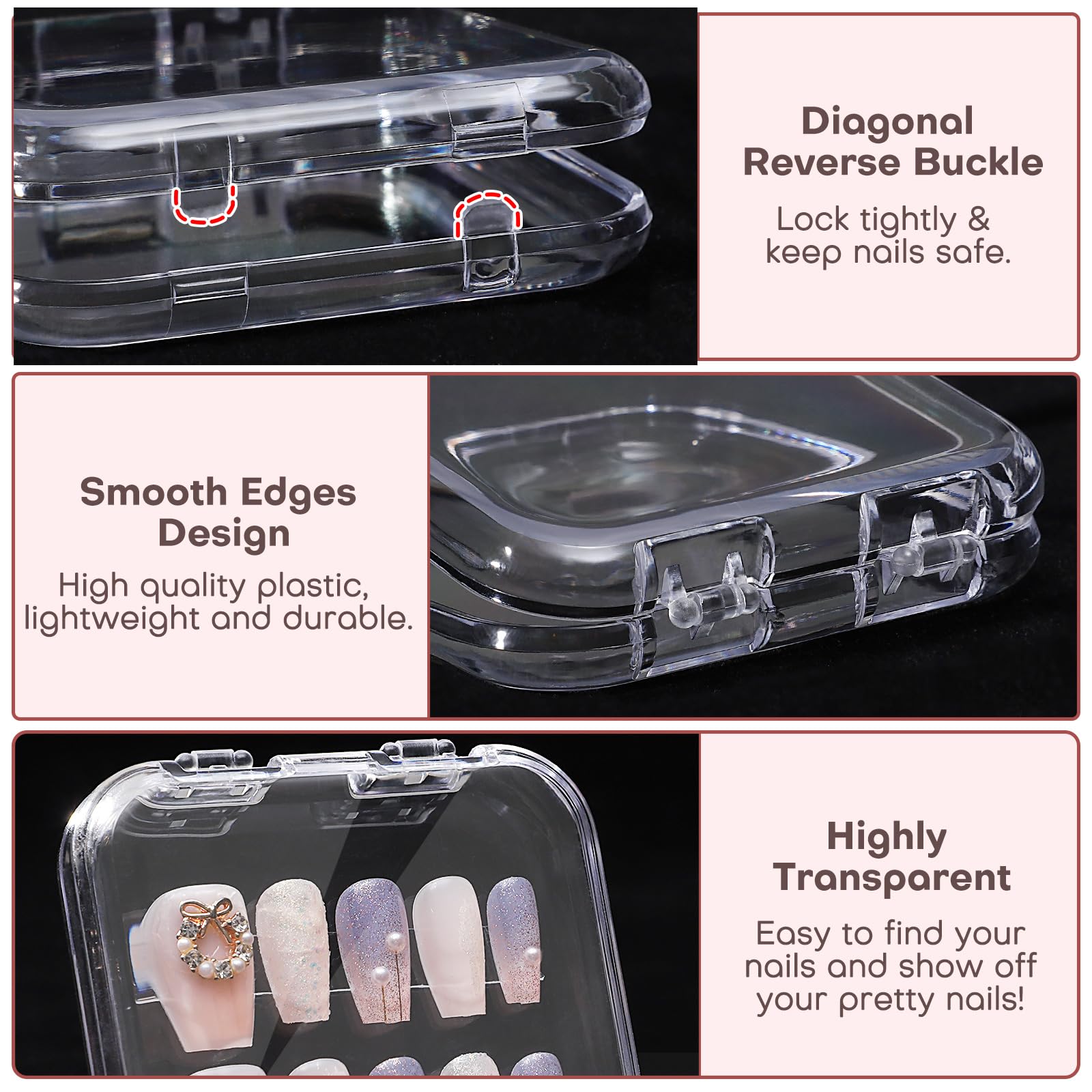 Udefineit pink acrylic nail box adds color while organizing false nails