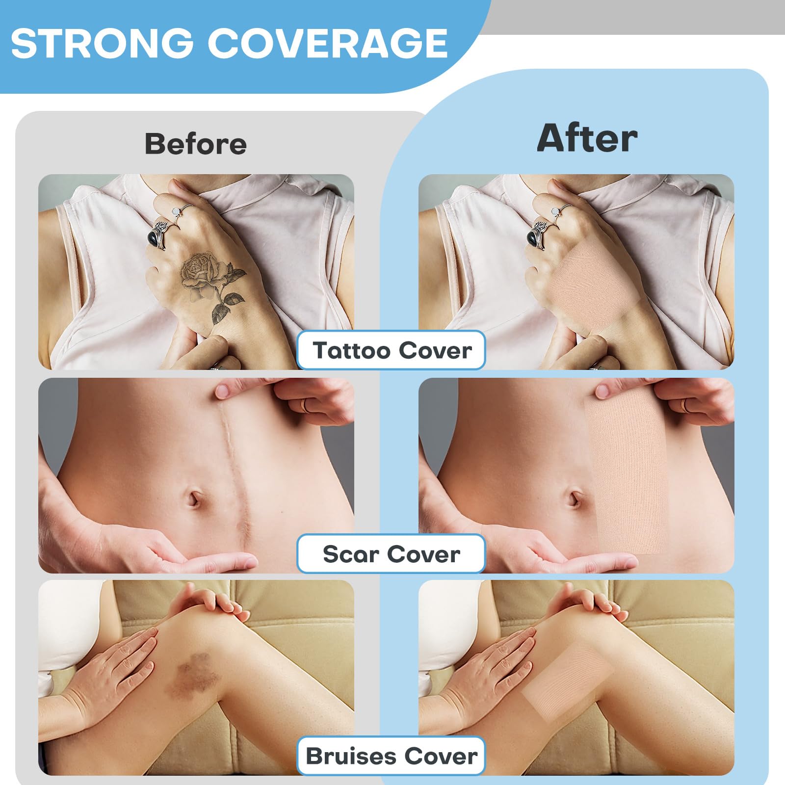 Udefineit tattoo cover-up tape beige skin-tone shade blends naturally with skin