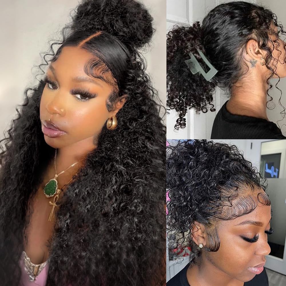 UJDZLNC 360 deep wave wig with hidden strap for secure all-day wear.