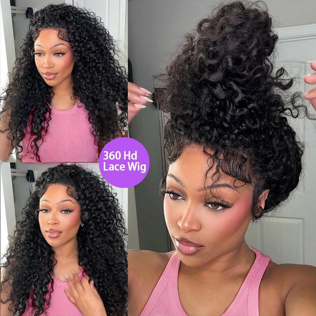 UJDZLNC 360 deep wave wig with pre-plucked hairline and drawstring.