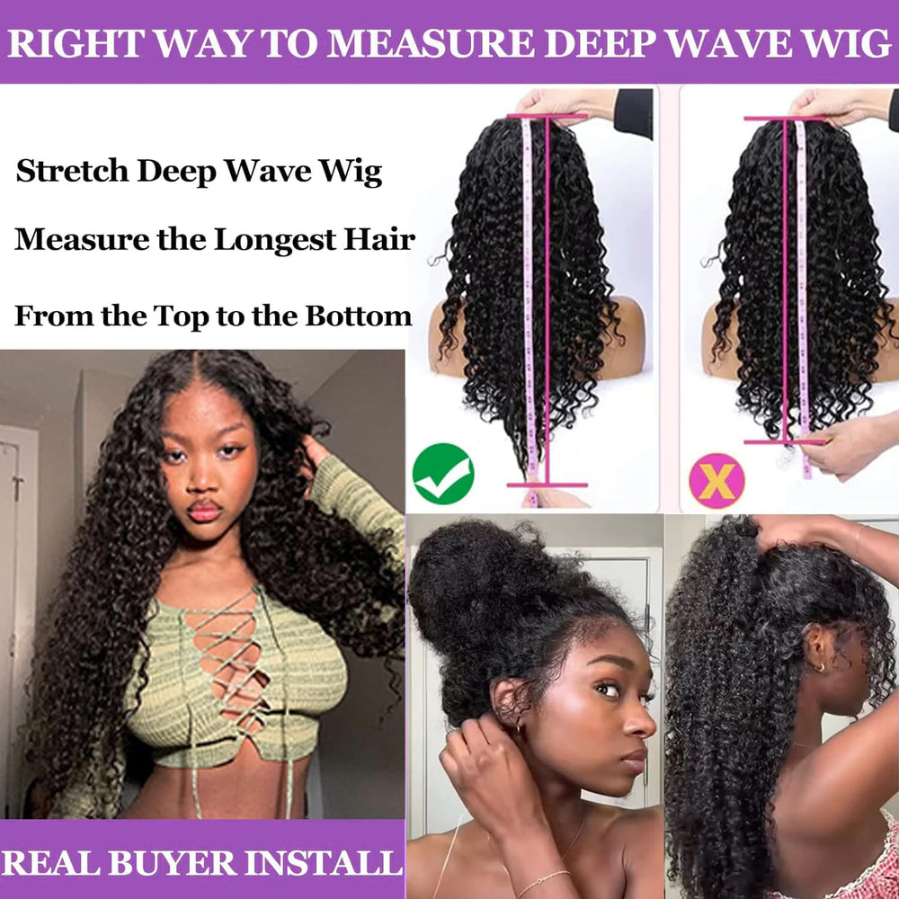 UJDZLNC 360 deep wave wig in 28-inch Brazilian virgin hair.