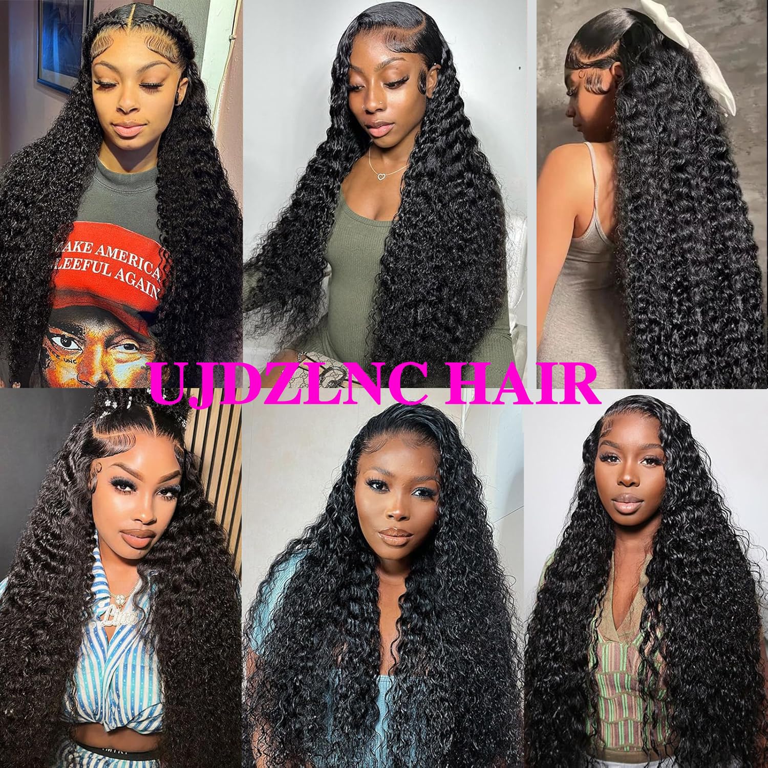UJDZLNC 360 deep wave wig can be styled into ponytail or bun.