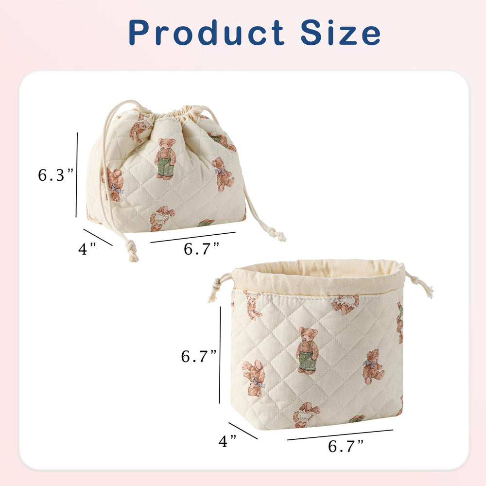 uekeboag makeup bag white bear side view shows soft quilted texture for everyday carry