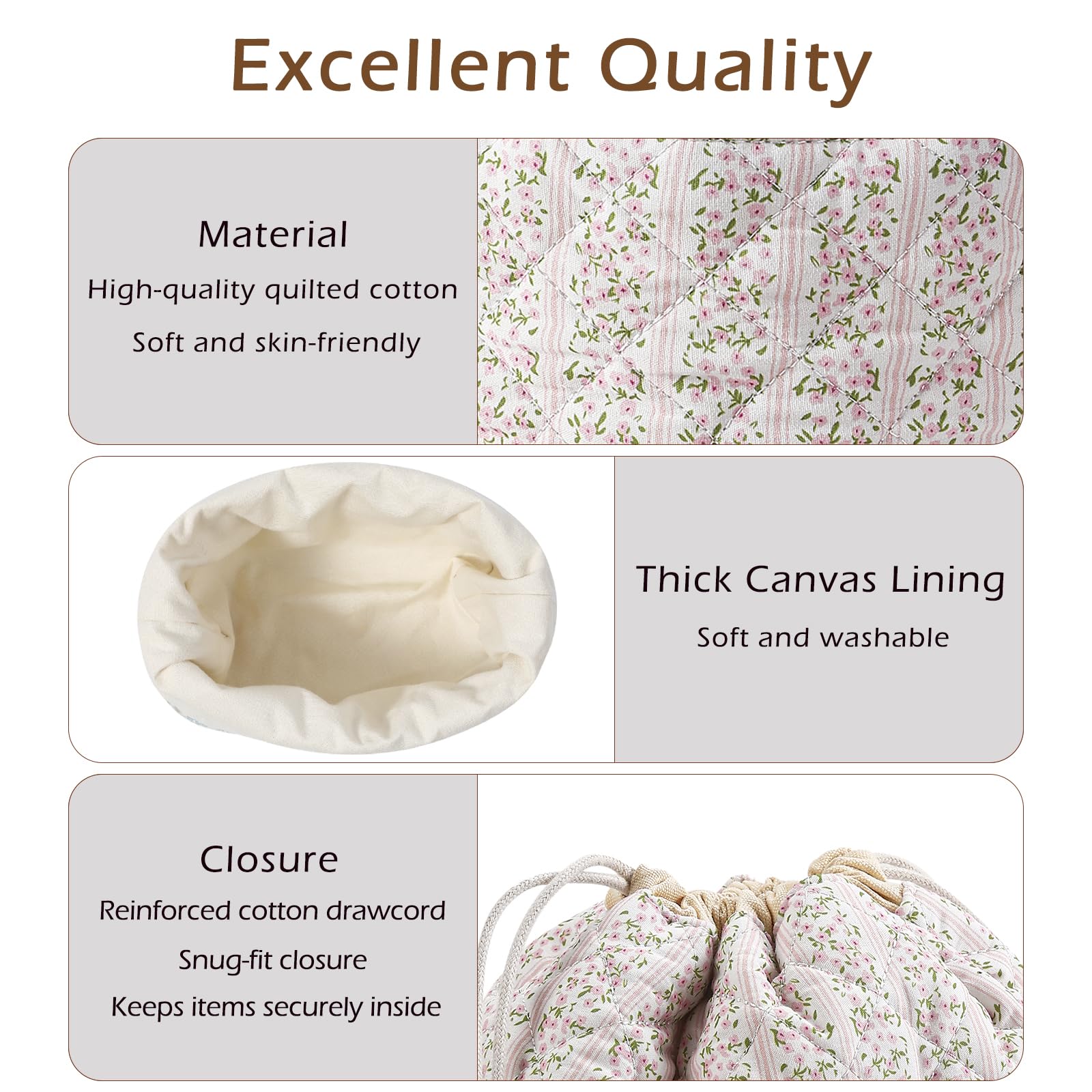 Uekeboag coquette pink makeup bag highlights floral pattern and stylish on-the-go accessory.