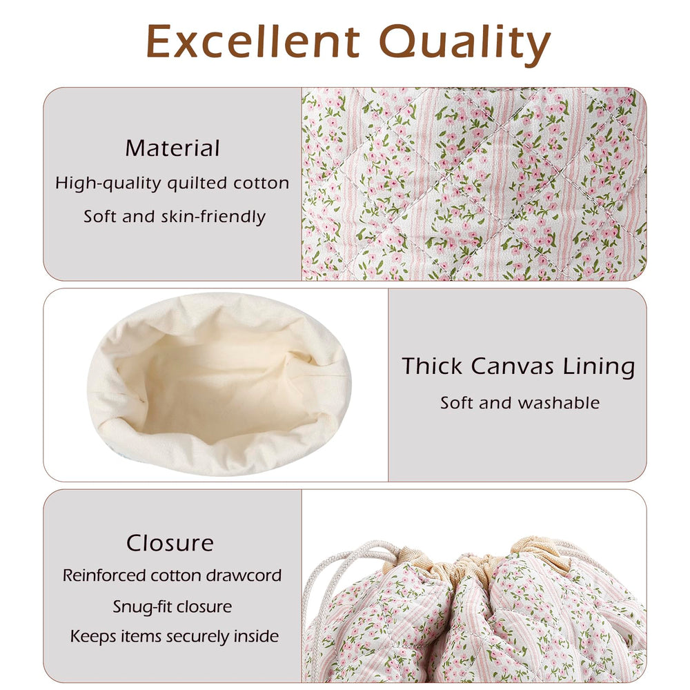 Uekeboag coquette pink makeup bag highlights floral pattern and stylish on-the-go accessory.