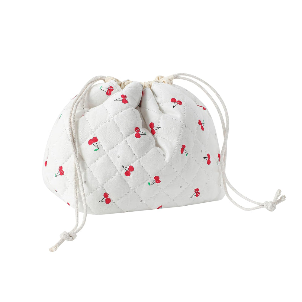 uekeboag Coquette floral cotton makeup bag open shows canvas lining for easy access