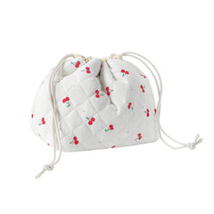 uekeboag Coquette floral cotton makeup bag open shows canvas lining for easy access