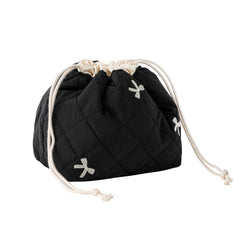 uekeboag cotton quilted makeup bag closeup showcases soft fabric ideal for travel cosmetics.