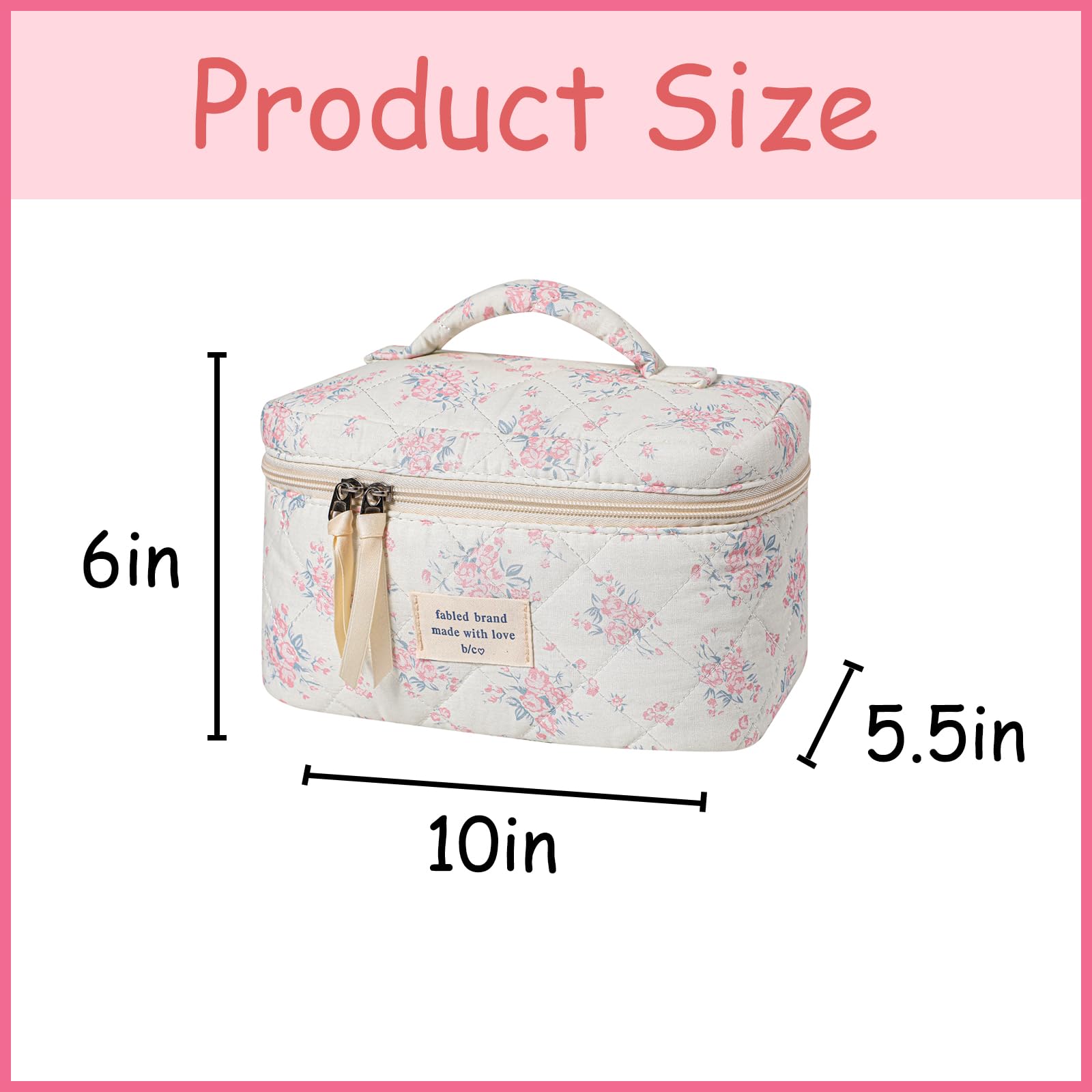uekeboag floral cotton cosmetic bag close-up floral pattern enhances style