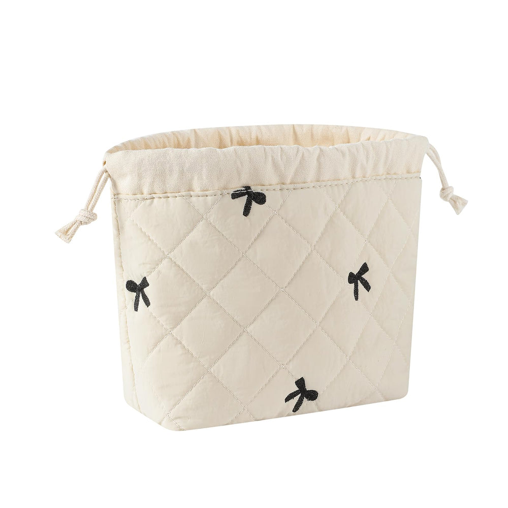 The uekeboag floral pattern cosmetic bag with canvas lining protects essentials during travel.