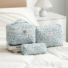 uekeboag floral-patterned quilted cosmetic bag stylish toiletry organizer for women.